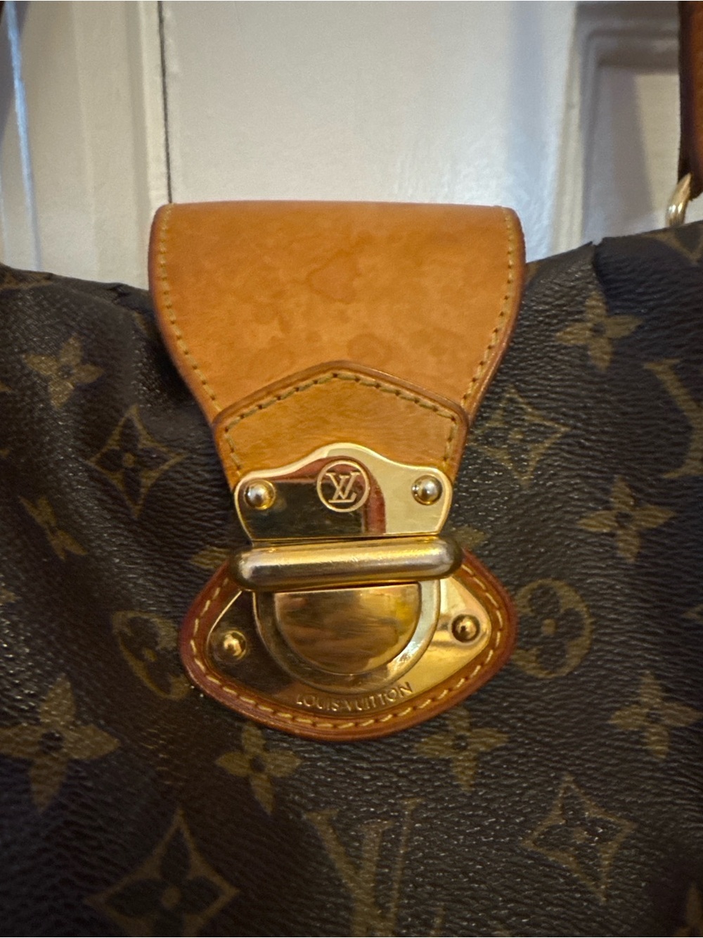Louis Vuitton Brown Monogram Canvas Shoulder Bag with Tan Trim and Gold Hardware - Picture 2 of 7
